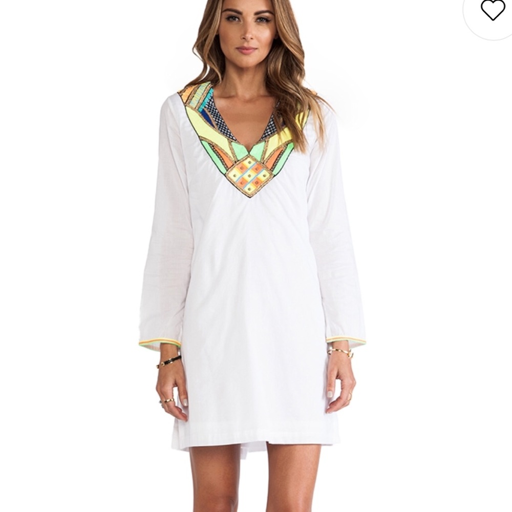 White beach cover up with embellishments